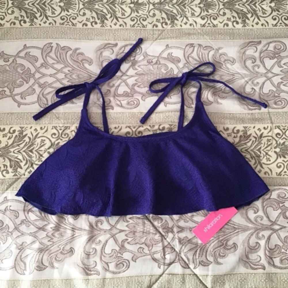NWT Blue Ruffle Bikini Top